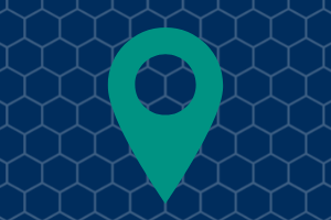 Teal location symbol on navy background